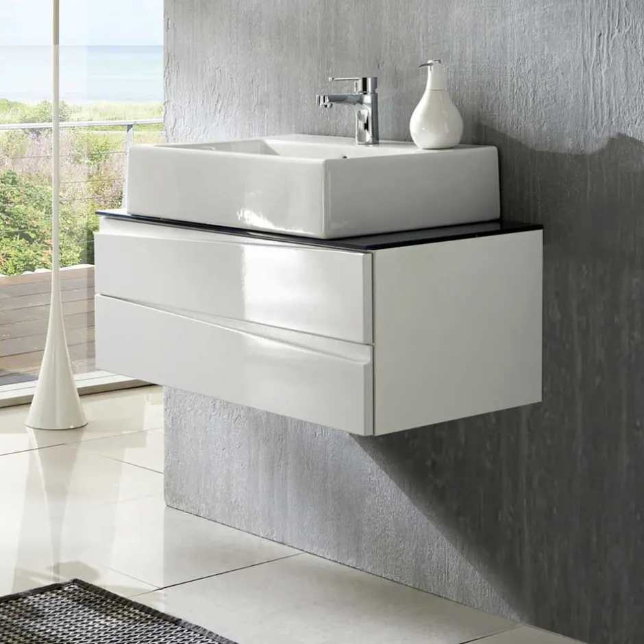 Waschtisch-Konsole in Weiß mit Dunkelgrau - Impulse^Wohnen Outlet