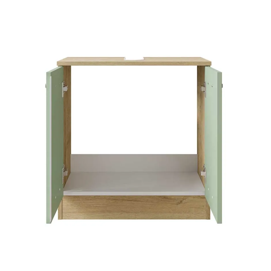 Wohnen Waschtischschrank in Graugrün und Eiche Optik - Spiritana