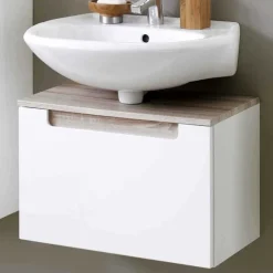 Wohnen Waschtischunterschrank Tymos in Weiß Hochglanz