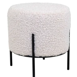 Wohnen Webplüsch Hocker in Weiß - Janluca