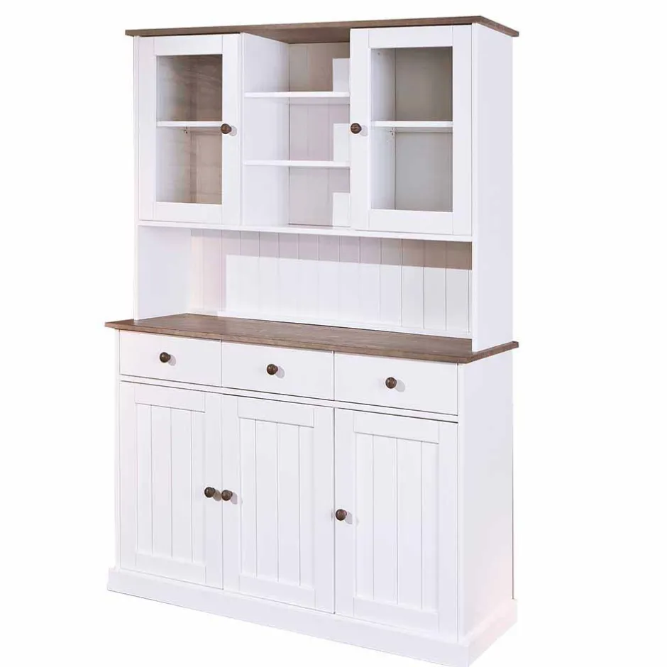Wohnen Weiß Brauner Buffetschrank aus Kiefernholz - Vatina