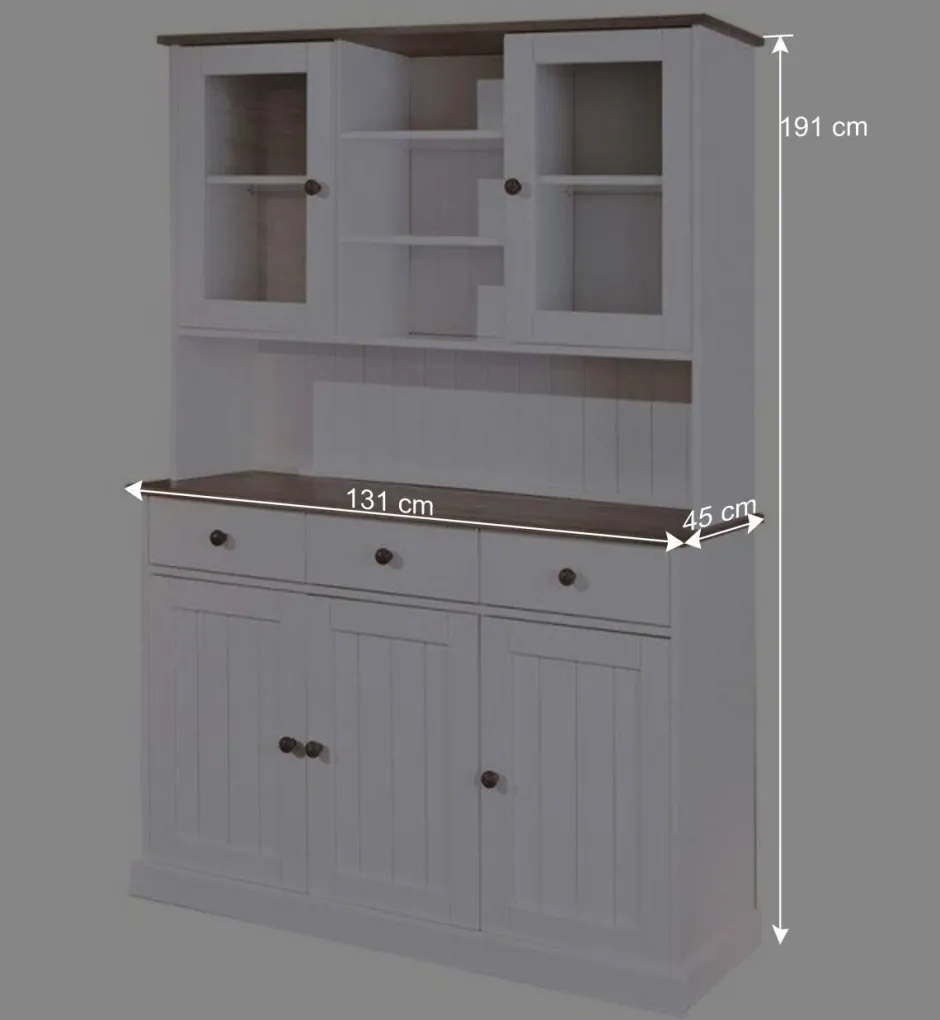 Wohnen Weiß Brauner Buffetschrank aus Kiefernholz - Vatina