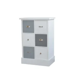 Weiß Graue Kommode Sadine mit 6 Schubladen^Wohnen Hot