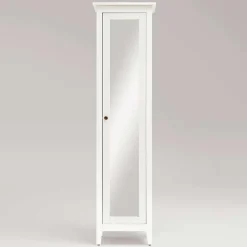 Wohnen Weiß lasierter Hochschrank fürs Bad mit Spiegel - Lousias