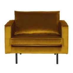 Weicher Sessel im kantigen Retro Design Nustra mit Samt Gelb^Wohnen Best