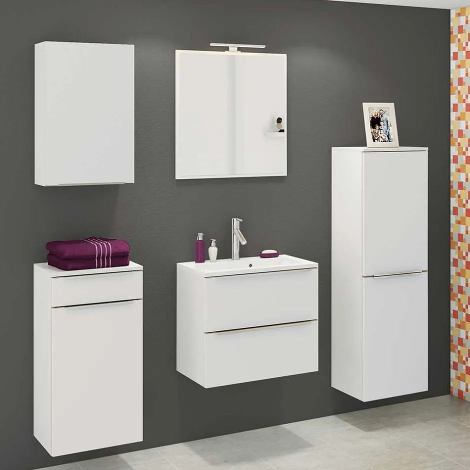 Wohnen Weiße Bad Ausstattung mit LED - Livendas (fünfteilig)