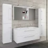 Wohnen Weiße Badeinrichtung mit Doppel-Waschtisch - Matsu (vierteilig)