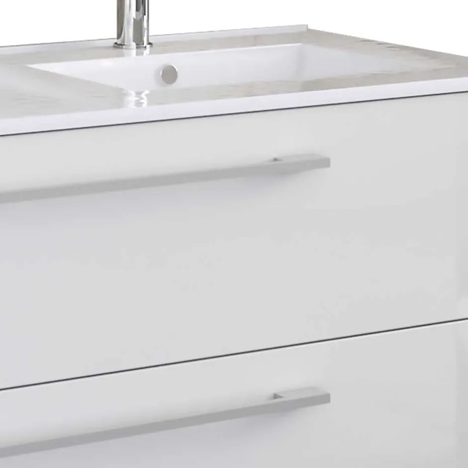 Wohnen Weiße Badeinrichtung mit Doppel-Waschtisch - Matsu (vierteilig)