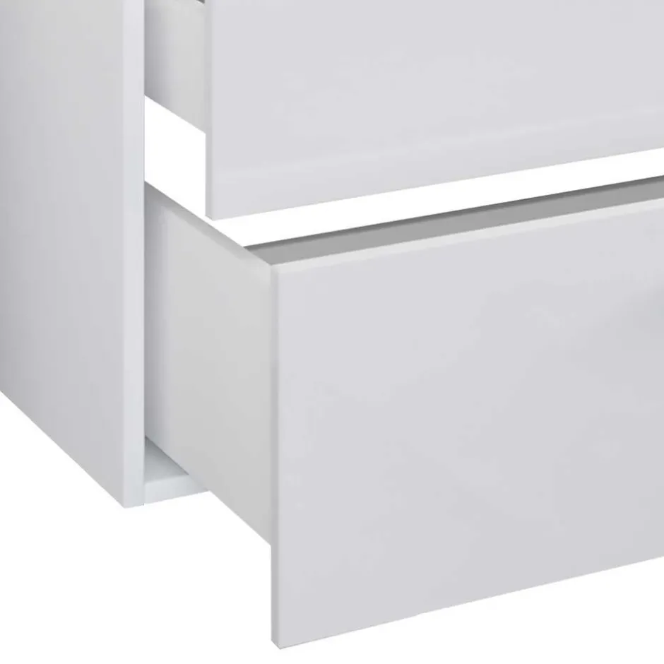 Wohnen Weiße Badeinrichtung mit Doppel-Waschtisch - Matsu (vierteilig)