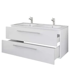 Wohnen Weiße Badeinrichtung mit Doppel-Waschtisch - Matsu (vierteilig)