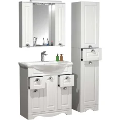 Wohnen Weiße Badmöbel klassisch Set - Akira (dreiteilig)