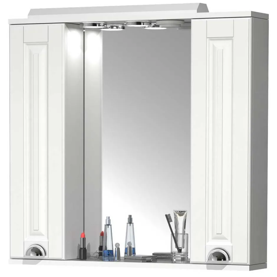 Wohnen Weiße Badmöbel klassisch Set - Akira (dreiteilig)