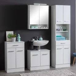 Weiße Badmöbel Kombi zum Aufstellen - Skiranov (vierteilig)^Wohnen New
