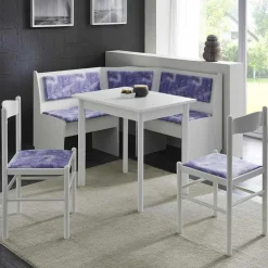 Weiße Eckbank Sitzgruppe Heflin mit Microfaser in Blau (vierteilig)^Wohnen New