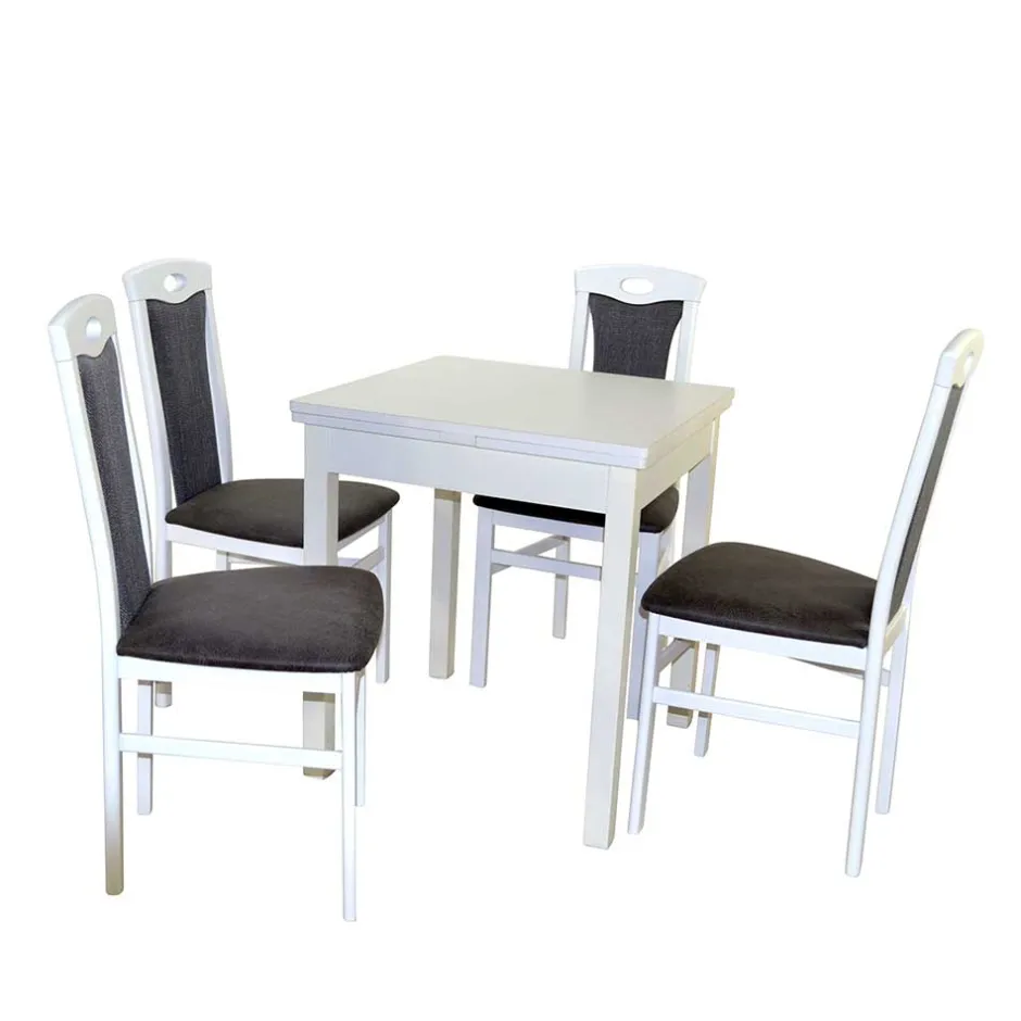 Wohnen Weiße Esstisch Gruppe Set - Veromica (fünfteilig)