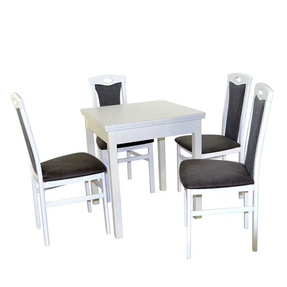 Wohnen Weiße Esstisch Gruppe Set - Veromica (fünfteilig)