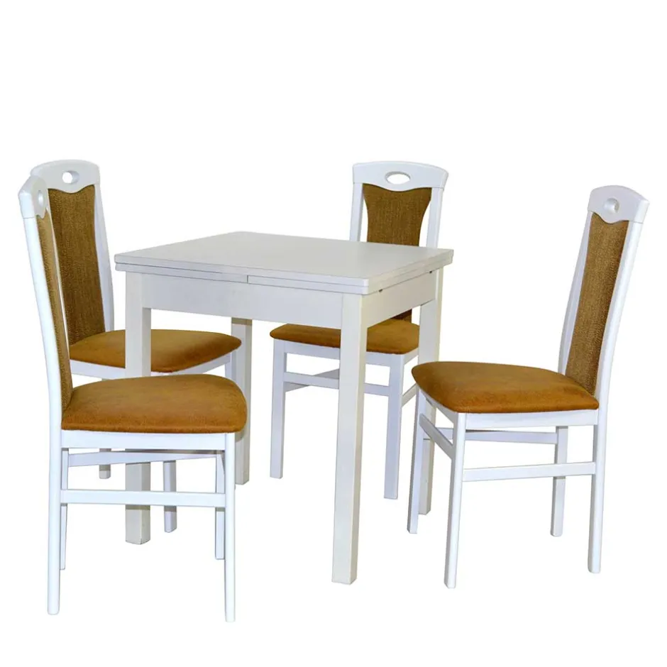 Wohnen Weiße Esszimmergruppe für 4 Personen - Calasso (fünfteilig)