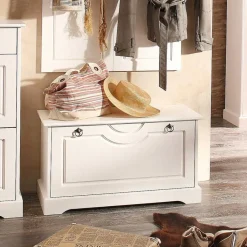 Wohnen Weiße Flurbank mit Schuhklappe - Vesrav
