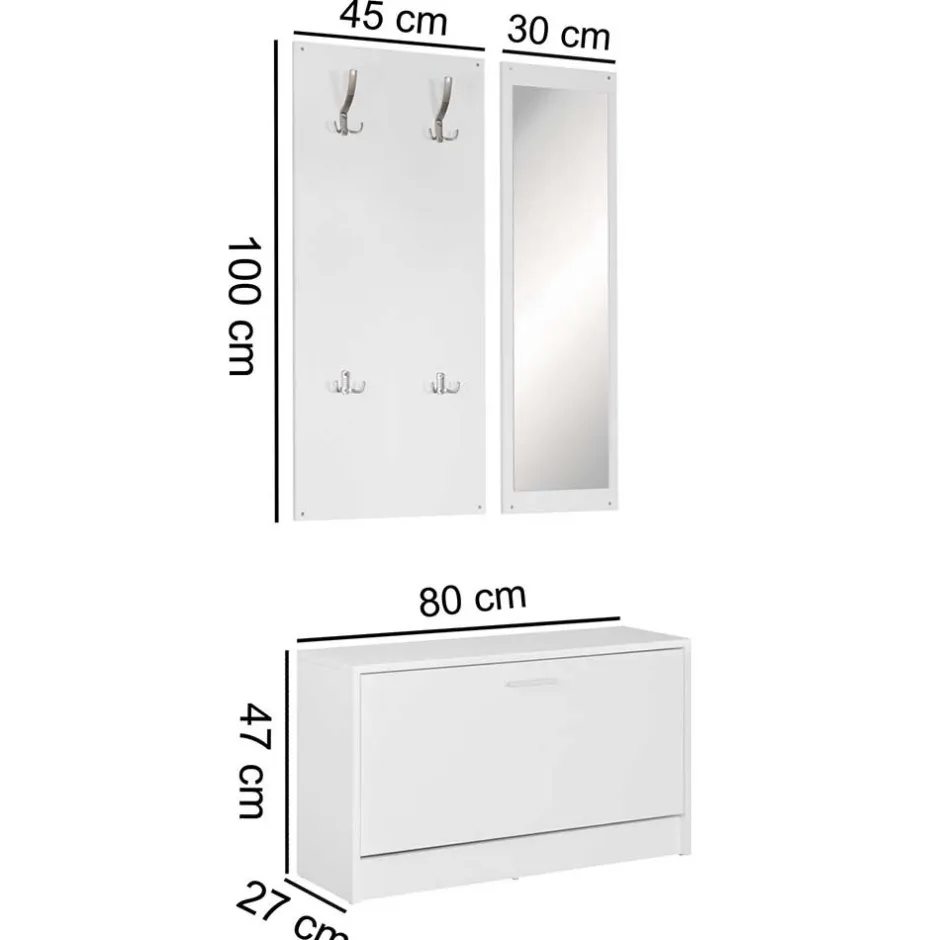 Weiße Garderobenmöbel Set - Mats (dreiteilig)^Wohnen Best