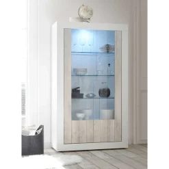 Weiße Hochglanz Vitrine mit Dekor - Merenda^Wohnen Sale