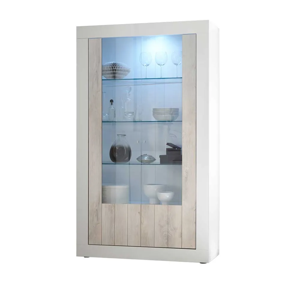 Weiße Hochglanz Vitrine mit Dekor - Merenda^Wohnen Sale