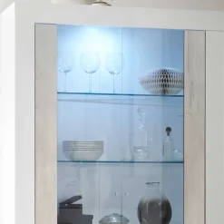 Weiße Hochglanz Vitrine mit Dekor - Merenda^Wohnen Sale