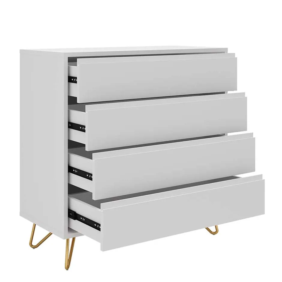 Wohnen Weiße Kommode mit niedrigen Haarnadel Beinen - Vair