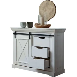 Wohnen Weiße Kommode mit Schiebetür & Schubladen - Kuito