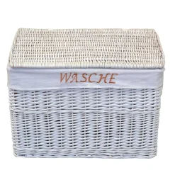 Wohnen Weiße Landhaus Wäschetruhe aus Weide Geflecht - Alberello