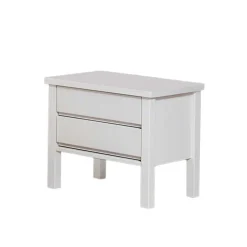 Wohnen Weiße Nachtkommode mit 2 Schubladen Vanilla aus Buche massiv