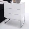 Wohnen Weiße Nachtkommode mit Bügelgestell Chrom Munarula 50x60x40 cm