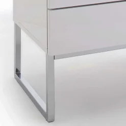 Wohnen Weiße Nachtkommode mit Bügelgestell Chrom Munarula 50x60x40 cm