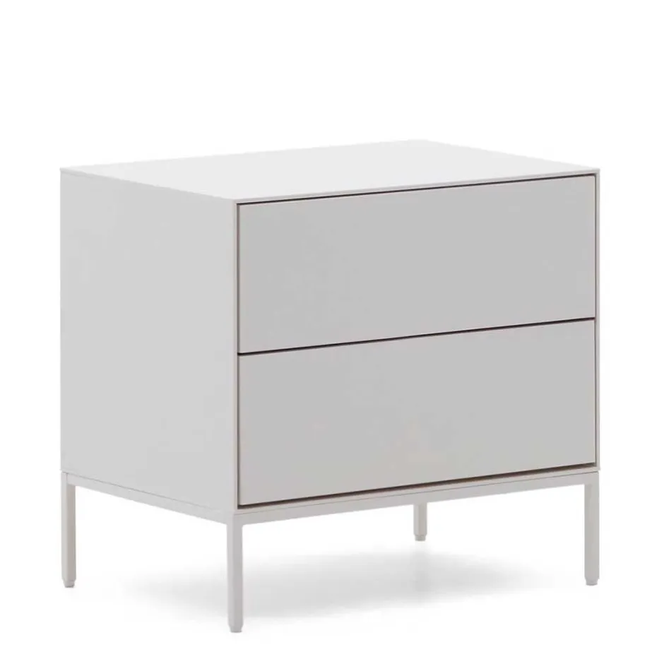 Weiße Nachtkommode mit zwei Schubladen - Dresconio^Wohnen Sale