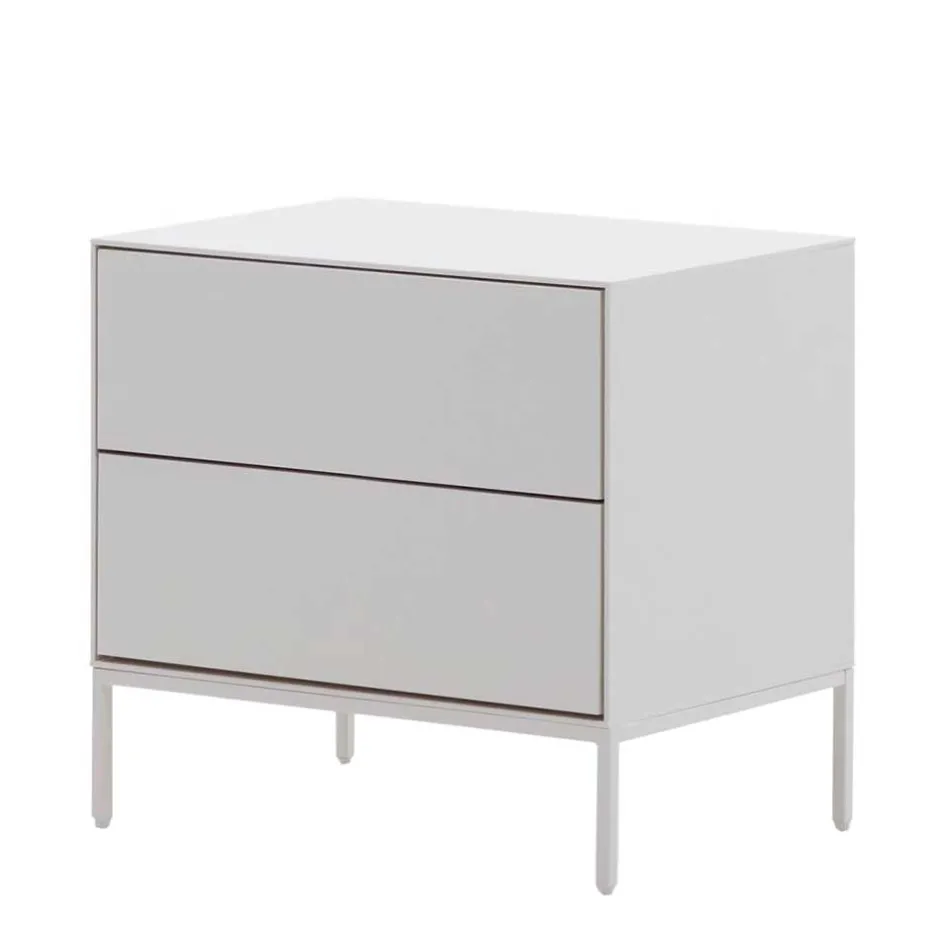 Weiße Nachtkommode mit zwei Schubladen - Dresconio^Wohnen Sale