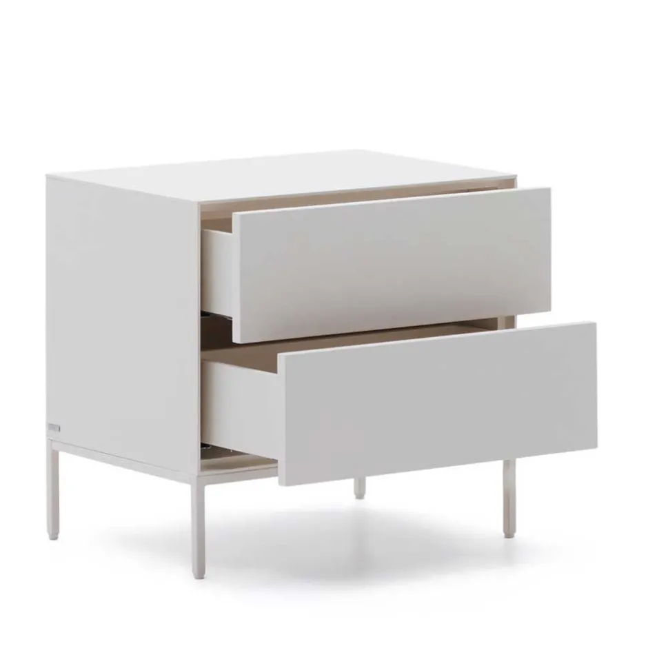 Weiße Nachtkommode mit zwei Schubladen - Dresconio^Wohnen Sale