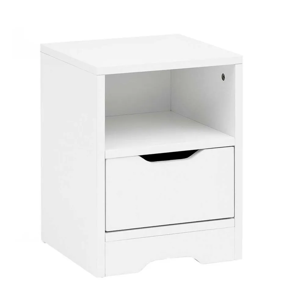 Weiße Nachtkonsole mit Schublade und Fach - Hank^Wohnen Sale