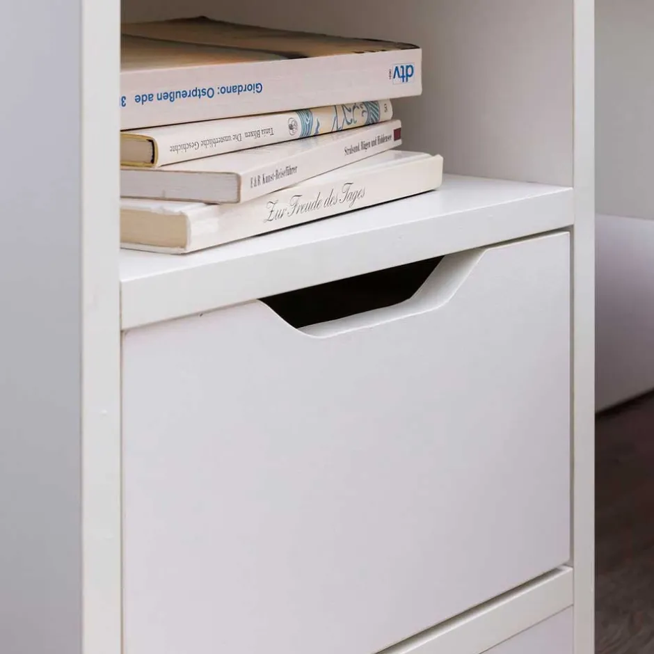 Weiße Nachtkonsole mit Schublade und Fach - Hank^Wohnen Sale