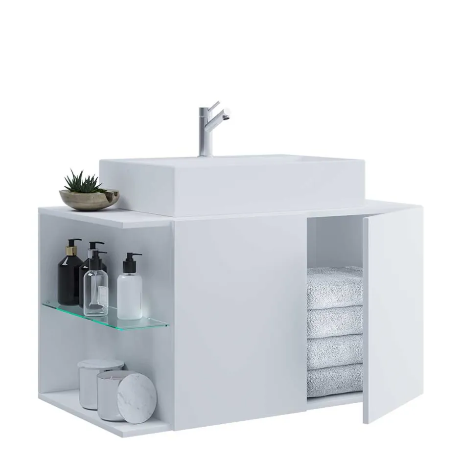 Wohnen Weiße Waschkommode für die Wandmontage - Ziovarica