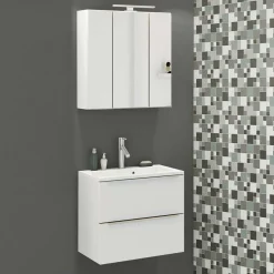 Wohnen Weiße Waschkonsole & Spiegelschrank - Livendas (zweiteilig)