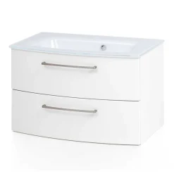 Wohnen Weiße Waschtischkonsole mit zwei Schubladen - Anjunica