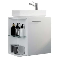 Wohnen Weiße Waschtischkonsole mit zwei Fächern & Tür - Ziovarica