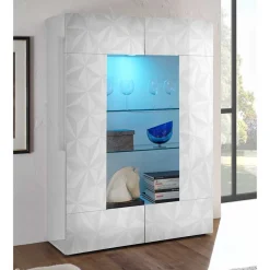 Weiße Wohnzimmervitrine in Hochglanz - Vovasoma^Wohnen New