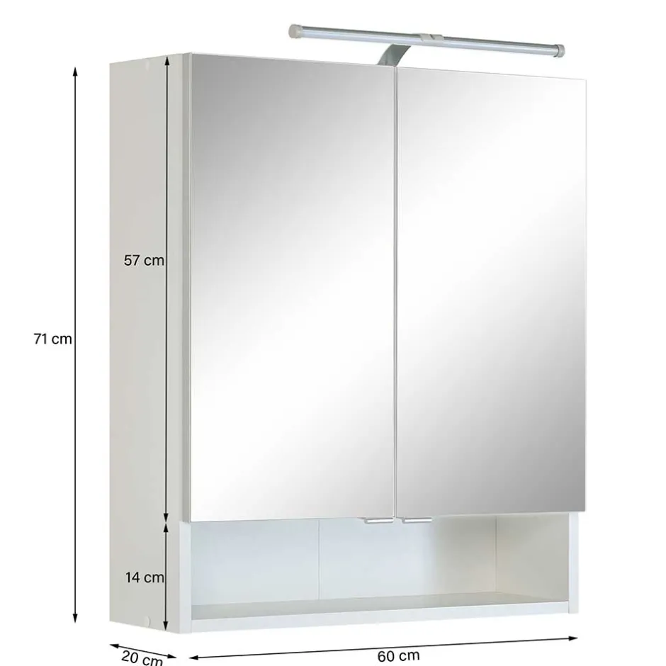 Wohnen Weißer Bad Spiegelschrank mit Regalfach - Skiranov