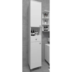 Wohnen Weißer Badezimmer Hochschrank 30x185x31 cm - Huanga