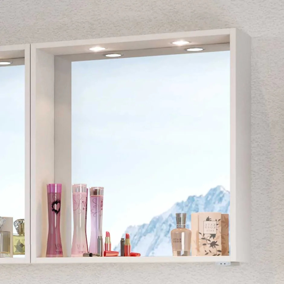 Wohnen Weißer Badspiegel mit Ablage & LED - Enwicos