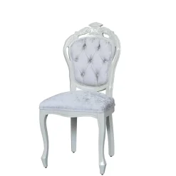 Weißer Barock Polsterstuhl aus Samt & Massivholz - Kubina^Wohnen New