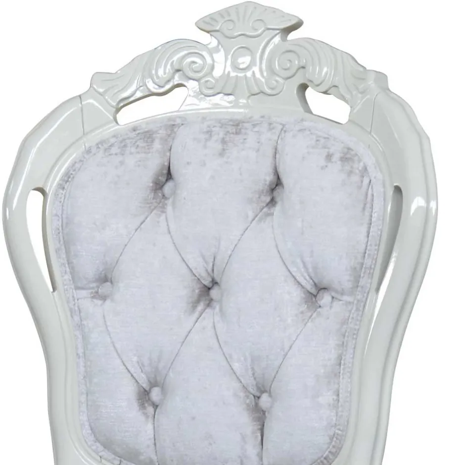 Weißer Barock Polsterstuhl aus Samt & Massivholz - Kubina^Wohnen New