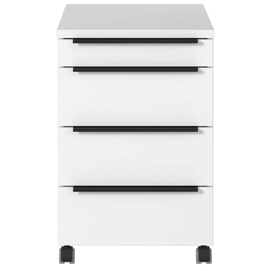 Wohnen Weißer Büro Rollcontainer mit Metallgriffen - Sparkle