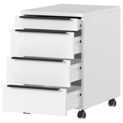 Wohnen Weißer Büro Rollcontainer mit Metallgriffen - Sparkle