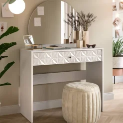 Wohnen Weißer Design-Schminktisch mit Spiegel - Ustabo